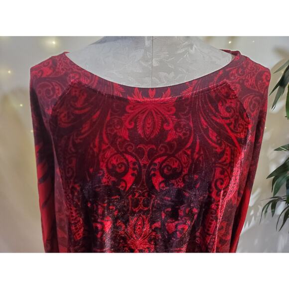 Vtg Dressbarn Velvet Whimsigoth Mixed Media Long Sleeve Top Sz 1X Dark Romance - Picture 6 of 13